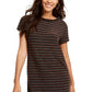 Rosie Harlow Juniors' Lurex Striped T-Shirt Dress Brown Size Small