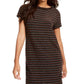 Rosie Harlow Juniors' Lurex Striped T-Shirt Dress Brown Size Small