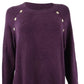 Calvin Klein Women's Button-Detail Crewneck Sweater Purple Size Medium