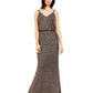 Calvin Klein Women's Metallic Blouson Gown Charcoal Size 6
