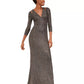 Calvin Klein Women's Sequin Gown With Shoulder Cutout Black Multi Charcoal Size 6