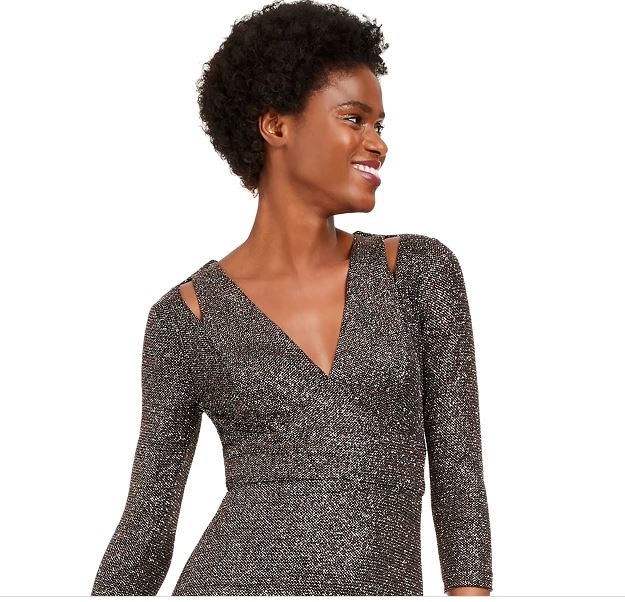 Calvin Klein Women's Sequin Gown With Shoulder Cutout Black Multi Charcoal Size 6