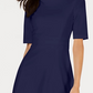 Calvin Klein Women's Elbow-Sleeve Illusion-Detail Dress Navy Size 2