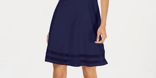 Calvin Klein Women's Elbow-Sleeve Illusion-Detail Dress Navy Size 2