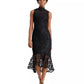 Calvin Klein Women's Mock Neck Embroidered Lace Dress Black Black Size 8