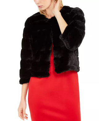Calvin Klein Women's Faux-Fur Shrug Black Size Small