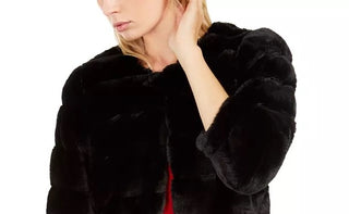 Calvin Klein Women's Faux-Fur Shrug Black Size Small