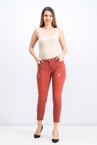 Celebrity Pink Juniors' Colored Distressed Skinny Jeans Dark Red Size 3