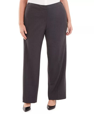 Calvin Klein Women's Plus Highline Straight Leg Dress Pants Dark Grey Size 20W