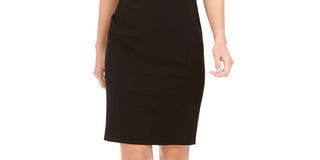 Calvin Klein Women's Imitation Pearl Trim Sheath Dress Black Size 2