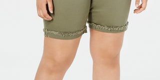 Celebrity Pink Women's Trendy Plus Size Frayed Bermuda Shorts Bright Green Size 18