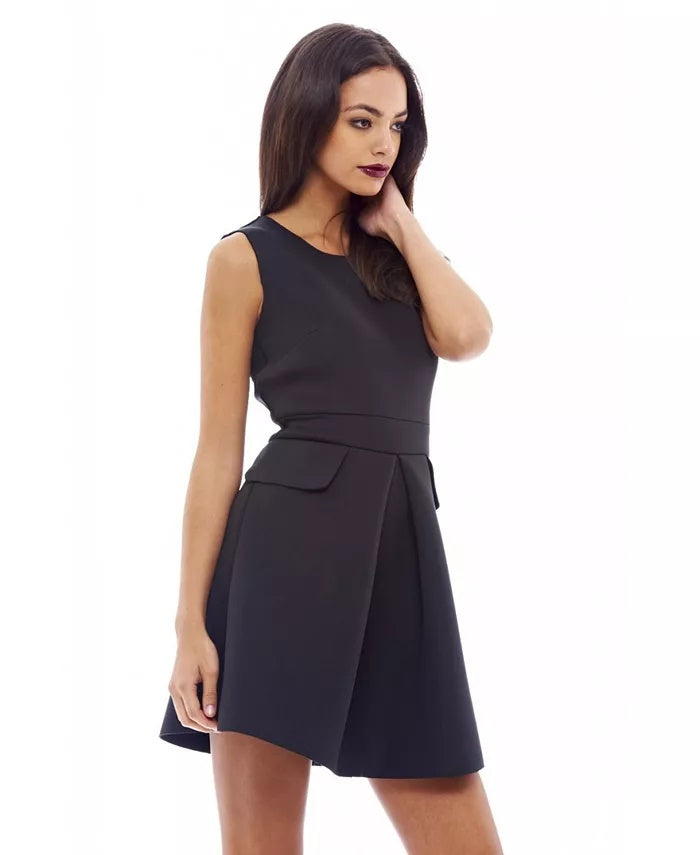 AX Paris Women's Scuba Pleated Dress Black Size 4