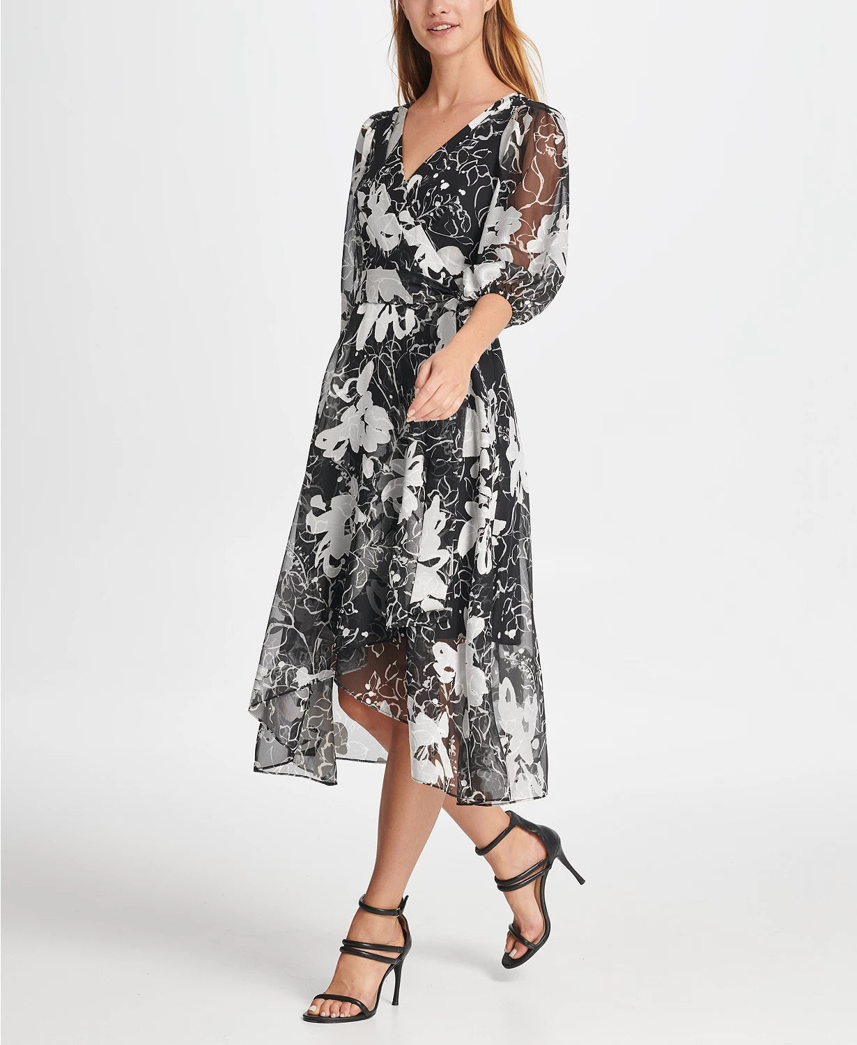 DKNY Women's Satin Burnout Maxi Dress Charcoal Size 2