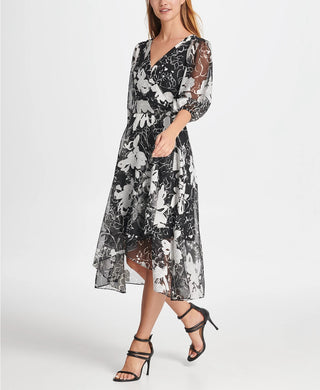 DKNY Women's Satin Burnout Maxi Dress Charcoal Size 2