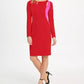 DKNY Women's Two Tone Cutout Sheath Dress Medium Red Size 14