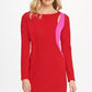 DKNY Women's Two Tone Cutout Sheath Dress Medium Red Size 14