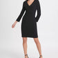 DKNY Women's Long Sleeve Empire Waist Sheath Dress Black Size 14