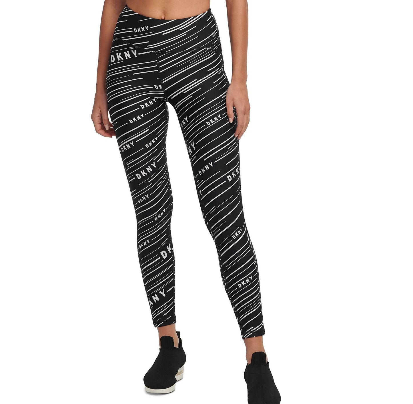 DKNY Women's Printed High Waist Leggings Black Size Small