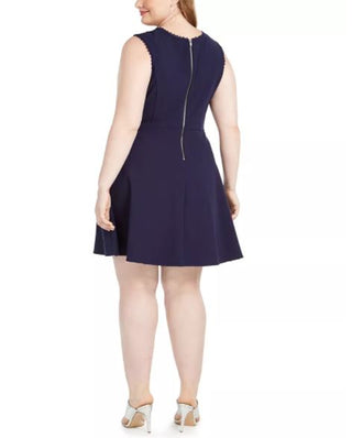 Speechless Women's Trendy Plus Lace Trim A Line Dress Dark Blue Size 14