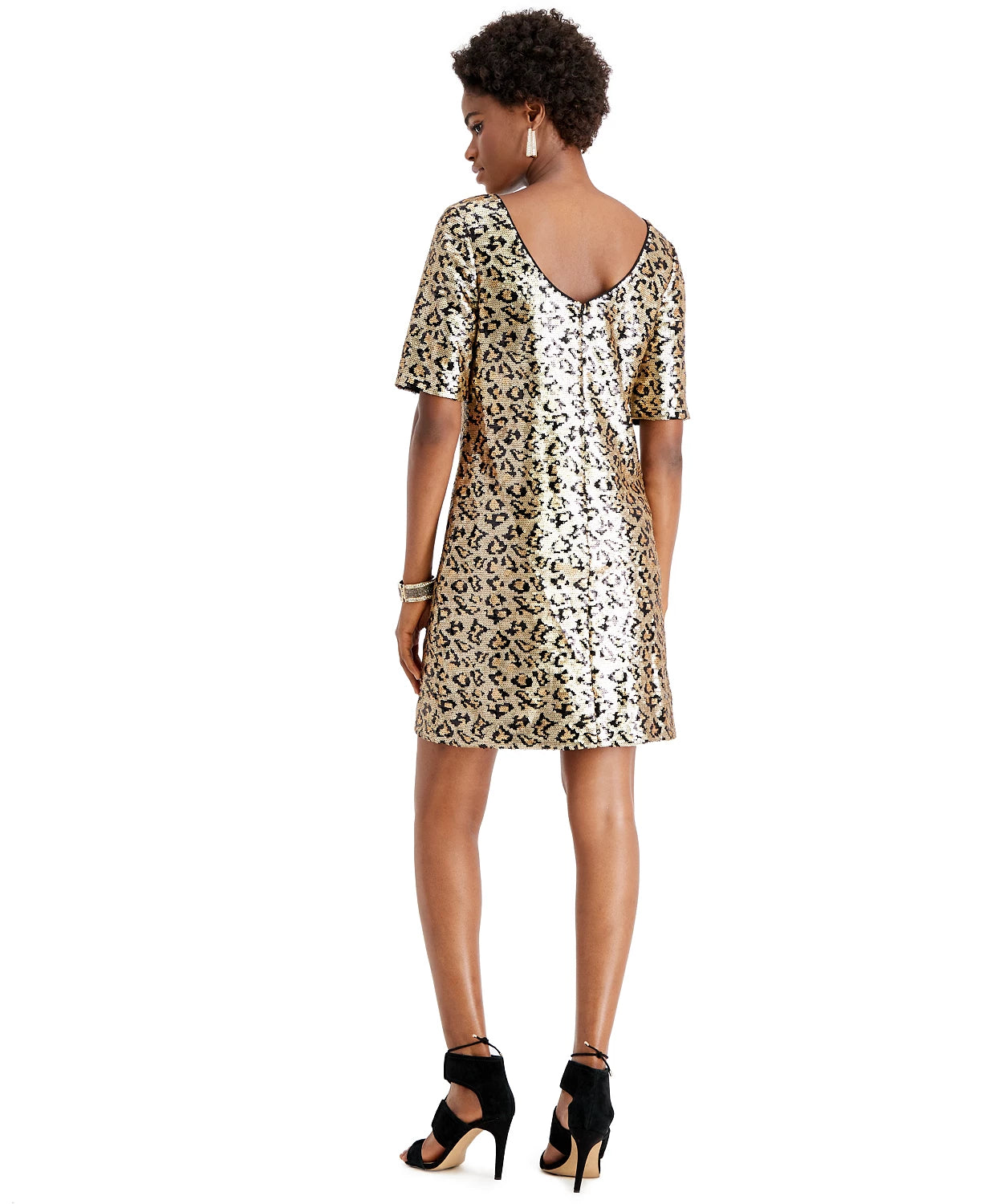 Betsey Johnson Women's Leopard Sequin Sheath Dress Yellow Size 8