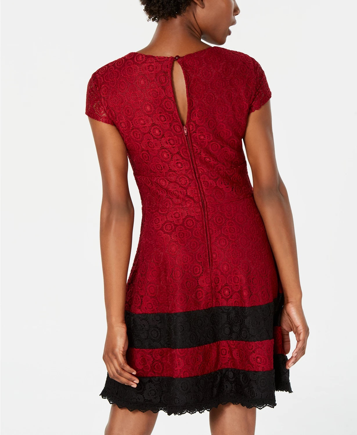 Teeze Me Junior's Lace Fit & Flare Dress Red Size 3