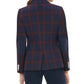 Tommy Hilfiger Women's Elbow-Patch Plaid Blazer Blue Size 12
