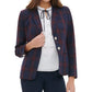 Tommy Hilfiger Women's Elbow-Patch Plaid Blazer Blue Size 12