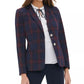 Tommy Hilfiger Women's Elbow-Patch Plaid Blazer Blue Size 12