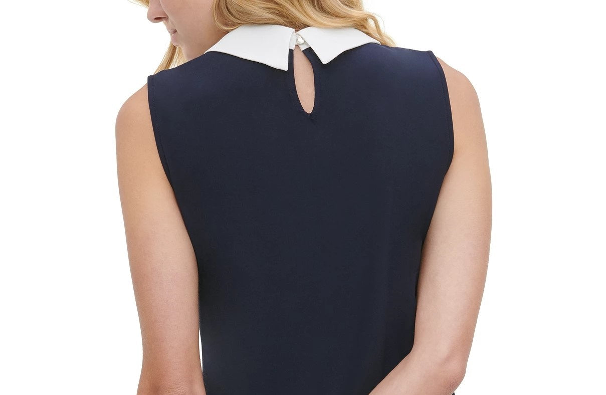 Tommy Hilfiger Women's Layered Look Sleeveless Top Dark Blue Size Large