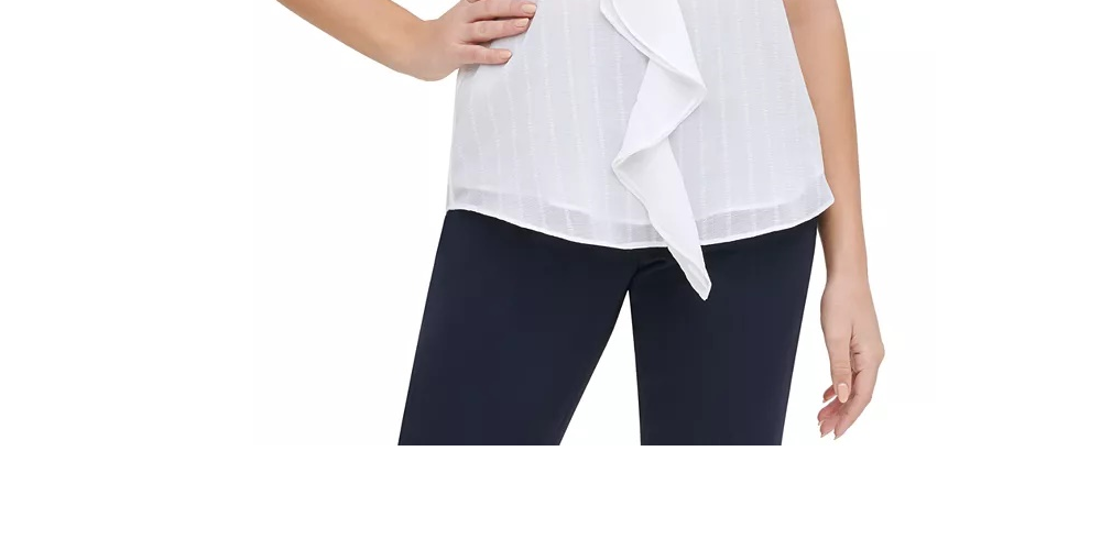 Tommy Hilfiger Women's Ruffle Front Top White Size X-Large