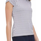 Tommy Hilfiger Women's Printed Ruched Sleeve Top White Size Small