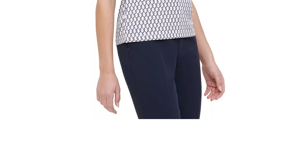 Tommy Hilfiger Women's Printed Ruched Sleeve Top White Size Small