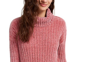 Hippie Rose Juniors' Chenille Turtleneck Sweater Brght Pink Size X-Small