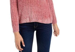 Hippie Rose Juniors' Chenille Turtleneck Sweater Brght Pink Size X-Small