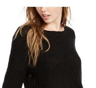 Hippie Rose Women's Lace-Up Tunic Sweatshirt Black Size Medium