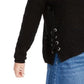 Hippie Rose Women's Lace-Up Tunic Sweatshirt Black Size Medium