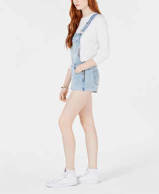 Dollhouse Juniors' Cuffed Denim Shortalls Med Blue Size 9