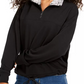 Hippie Rose Juniors' Sherpa Lined Quarter-Zip Sweatshirt Black Size Extra Large