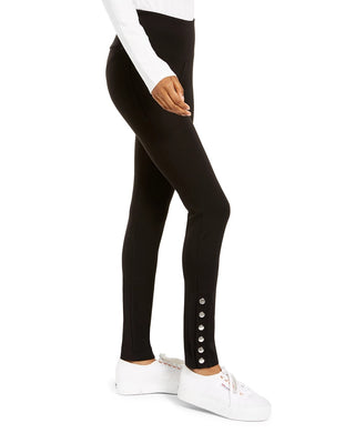 Hippie Rose Junior's Snap Hem Pull On Ponte Pants Black Size Large