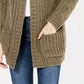 Hippie Rose Junior's Cable Knit Cardigan Brown Size X-Large