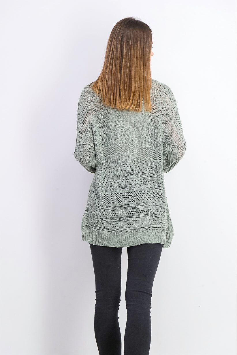 Hippie Rose Juniors' Textured Dolman-Sleeve Cardigan Med Green Size Small