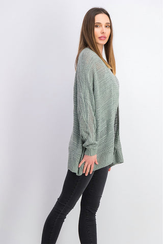 Hippie Rose Juniors' Textured Dolman-Sleeve Cardigan Med Green Size Small