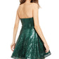 Teeze Me Junior's Strapless Sequin Dress Dark Green Size 1