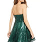 Teeze Me Juniors' Strapless Sequin Dress Dark Green Size 5