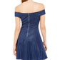 Teeze Me Junior's Metallic Off Shoulder Dress Dark Blue Size 3