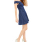 Teeze Me Junior's Metallic Off Shoulder Dress Dark Blue Size 3