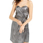 Teeze Me Juniors' Metallic Side-Wrap Dress Silver Size 1
