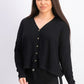 Hippie Rose Juniors' Oversized Waffle-Knit Cardigan Black Size Small