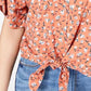 Hippie Rose Juniors' Printed Tie-Waist Blouse Honey Size Medium