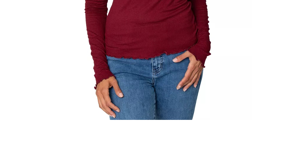 Rebellious One Juniors' Mock-Neck Top Bright Red Size X-Large